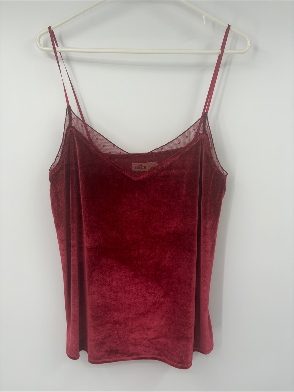 Hollister Red Velvet Mesh Detail Tank Top Size Large